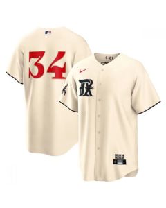 Youth Texas Rangers #34 Nolan Ryan Cream 2023 City Connect Stitched Baseball Jersey
