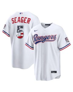 Youth Texas Rangers #5 Corey Seager White USA 250 Fourth of July Home Stadium Jersey