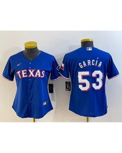 Youth Texas Rangers #53 Adolis Garcia Royal With Patch Stitched Baseball Jersey