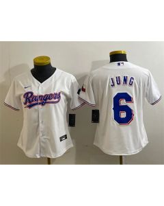 Youth Texas Rangers #6 Josh Jung White With Patch Stitched Baseball Jersey