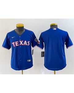 Youth Texas Rangers Blank Royal With Patch Stitched Baseball Jersey