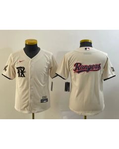 Youth Texas Rangers Cream Team Big Logo 2023 City Connect Stitched Baseball Jersey