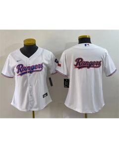 Youth Texas Rangers White Team Big Logo With Patch Stitched Baseball Jersey