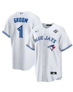 Youth Toronto Blue Jays #1 Groom 2025 World Series White Home Replica Jersey