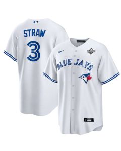 Youth Toronto Blue Jays #3 Myles Straw 2025 World Series White Home Replica Jersey