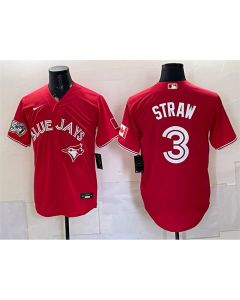 Youth Toronto Blue Jays #3 Myles Straw Red 50 Seasons Patch Jersey