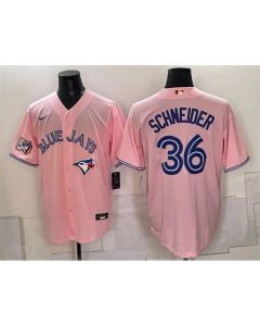 Youth Toronto Blue Jays #36 Davis Schneider Pink 50 Seasons Patch Stitched Baseball Jersey