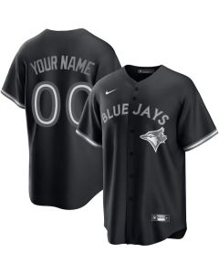 Youth Toronto Blue Jays Custom Black Lights Out Replica Jersey (Blue Black)