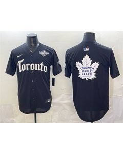 Youth Toronto Blue Jays & Leafs Black 2025 World Series With White Leafs Logo Gothic North Edition Limited Stitched Baseball Jersey
