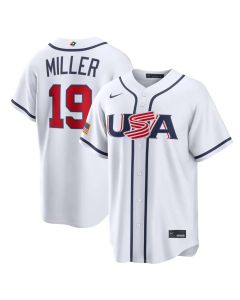 Youth USA Baseball #19 Mason Miller White 2026 World Baseball Classic Home Stadium Jersey (White)