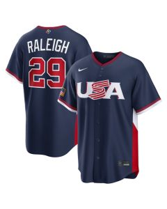 Youth USA Baseball #29 Cal Raleigh Navy 2026 World Baseball Classic Road Stadium Jersey (Navy)