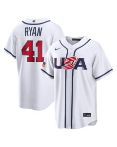 Youth USA Baseball #41 Joe Ryan White 2026 World Baseball Classic Home Stadium Jersey (White)
