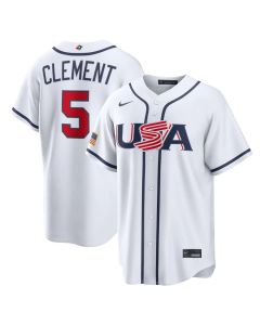 Youth USA Baseball #5 Ernie Clement White 2026 World Baseball Classic Home Stadium Jersey (White)