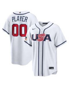 Youth USA Baseball Custom White 2026 World Baseball Classic Home Jersey (White)