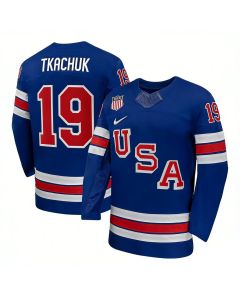 Youth USA Hockey #19 Matthew Tkachuk Royal 2026 Home Replica Jersey