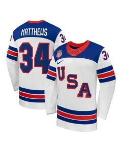 Youth USA Hockey #34 Auston Matthews White 2026 Away Replica Jersey