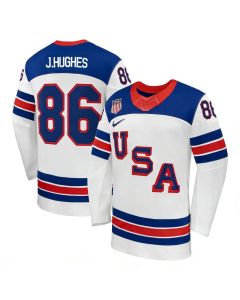 Youth USA Hockey #86 Jack Hughes White 2026 Home Replica Jersey