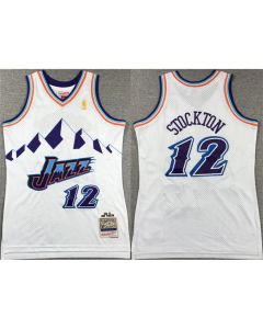 Youth Utah Jazz #12 John Stockton White Stitched Basketball Jersey