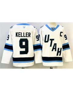 Youth Utah Mammoth #9 Clayton Keller White 2025 With C Patch Stitched Jersey