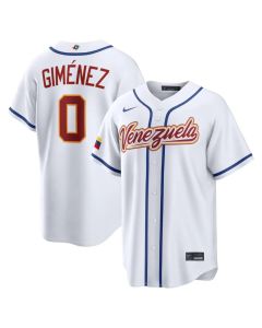 Youth Venezuela Baseball #0 Andres Gimenez White 2026 World Baseball Classic Home Stadium Jersey (White)
