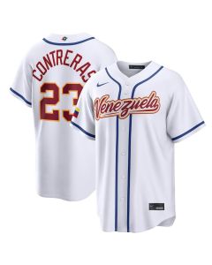 Youth Venezuela Baseball #23 William Contreras White 2026 World Baseball Classic Home Stadium Jersey (White)