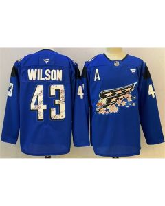 Youth Washington Capitals #43 Tom Wilson Blue Cherry Blossom With A Patch Stitched Hockey Jersey