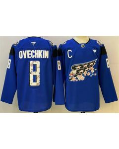 Youth Washington Capitals #8 Alex Ovechkin Blue Cherry Blossom With C Patch Stitched Hockey Jersey
