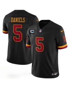 Youth Washington Commanders #5 Jayden Daniels Black With 2-Star C Patch Hail Raiser Alternate Vapor F.U.S.E. Limited Jersey