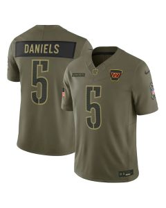 Youth Washington Commanders #5 Jayden Daniels Olive 2025 Salute to Service Limited Jersey (Olive)