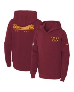 Youth Washington Commanders Burgundy Sideline Club Fleece Pullover Hoodie