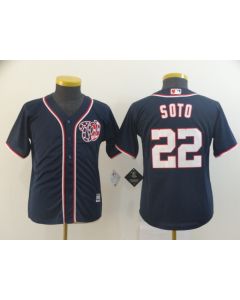 Youth Washington Nationals #22 Juan Soto Navy Cool Base Stitched MLB Jersey