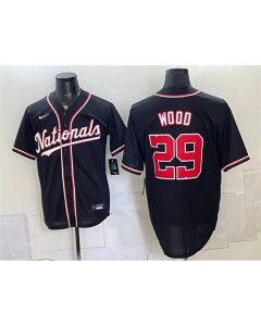 Youth Washington Nationals #29 James Wood 2026 Fashion Replica Black Out Baseball Jersey (Black)