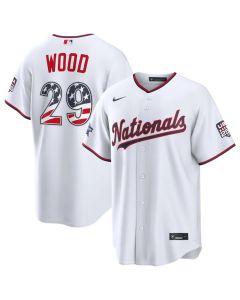 Youth Washington Nationals #29 James Wood Nike White 2026 All-Star Edition Stars & Stripes Stadium Jersey (White)