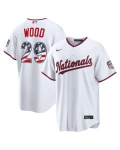 Youth Washington Nationals #29 James Wood Nike White USA 250 Fourth of July Home Stadium Jersey (White)