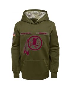 Youth Washington Redskins Olive Salute to Service Pullover Performance NFL Hoodie