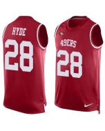 49ers #28 Carlos Hyde Red Team Color Men's Stitched NFL Limited Tank Top Jersey