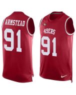 49ers #91 Arik Armstead Red Team Color Men's Stitched NFL Limited Tank Top Jersey