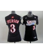 76ers #3 Allen Iverson Black Women's Alternate Stitched NBA Jersey