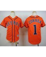Astros #1 Carlos Correa Orange Cool Base Stitched Youth MLB Jersey