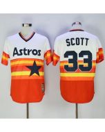 Astros #33 Mike Scott White/Orange 1980 Turn Back The Clock Stitched MLB Jersey