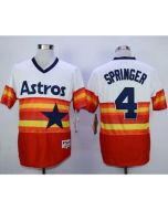 Astros #4 George Springer White/Orange 1980 Turn Back The Clock Stitched MLB Jersey