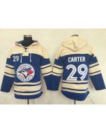 Blue Jays #29 Joe Carter Blue Sawyer Hooded Sweatshirt MLB Hoodie