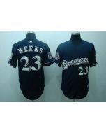 Brewers #23 Rickie Weeks Stitched Blue MLB Jersey