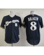 Brewers #8 Ryan Braun Stitched Blue MLB Jersey