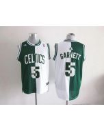 Celtics #5 Kevin Garnett Green/White Split Fashion Embroidered NBA Jersey