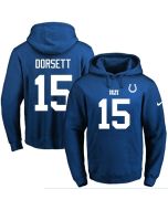 Colts #15 Phillip Dorsett Royal Blue Name & Number Pullover NFL Hoodie