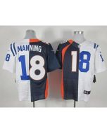 Colts #18 Peyton Manning Navy Blue/White Men's Stitched NFL Elite Split Broncos Jersey
