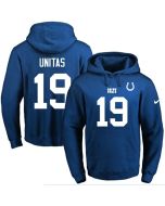 Colts #19 Johnny Unitas Royal Blue Name & Number Pullover NFL Hoodie