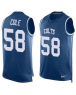 Colts #58 Trent Cole Royal Blue Team Color Men's Stitched NFL Limited Tank Top Jersey