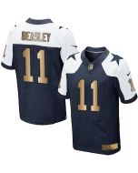 Cowboys #11 Cole Beasley Navy Blue Thanksgiving Throwback Men's Stitched NFL Elite Gold Jersey